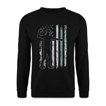 Gaming Retro USA Flag Videogames 4th of July - Unisex Sweatshirt - black - Front - Alina (178cm) & Michal (187cm)