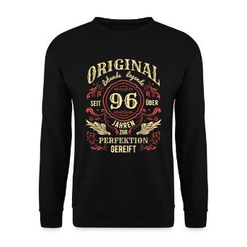 Original Lebende Legende Seit Über 96 Jahren - Unisex Pullover - Schwarz - Vorne - Alina (178cm) & Michal (187cm)