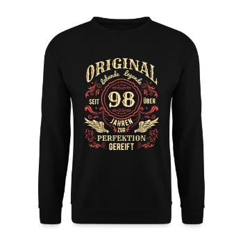 Original Lebende Legende Seit Über 98 Jahren - Unisex Pullover - Schwarz - Vorne - Alina (178cm) & Michal (187cm)