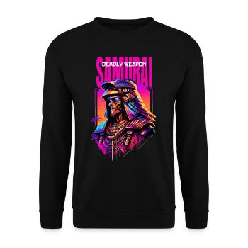 Samurai Cyber Warrior Geschenk - Unisex Pullover - Schwarz - Vorne - Alina (178cm) & Michal (187cm)