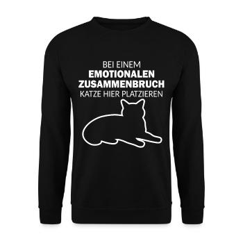 Lustig Katze Hier Platzieren Katzen Humor - Unisex Pullover - Schwarz - Vorne - Alina (178cm) & Michal (187cm)