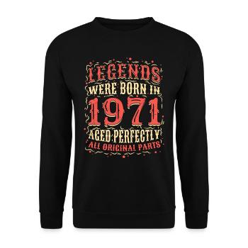 Les légendes sont nées en 1971 anniversaire - Sweat-shirt Unisexe - noir - Devant - Alina (178cm) & Michal (187cm)