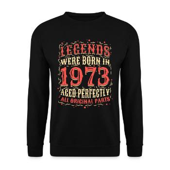 Les légendes sont nées en 1973 anniversaire - Sweat-shirt Unisexe - noir - Devant - Alina (178cm) & Michal (187cm)