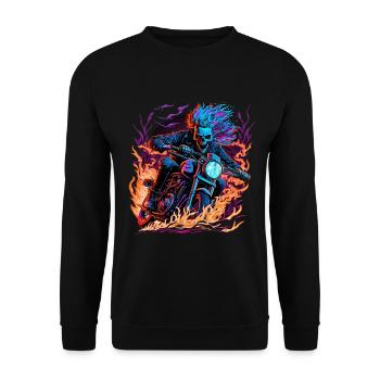Ghostrider Illustration Moto Synthwave Art - Sweat-shirt Unisexe - noir - Devant - Alina (178cm) & Michal (187cm)