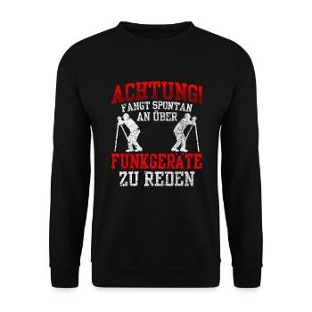 Amateurfunker redet spontan Hobbyfunker - Unisex Pullover - Schwarz - Vorne - Alina (178cm) & Michal (187cm)