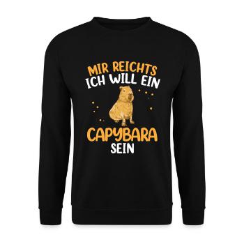 Will Capybara sein Südamerika Wasserschwein - Unisex Pullover - Schwarz - Vorne - Alina (178cm) & Michal (187cm)