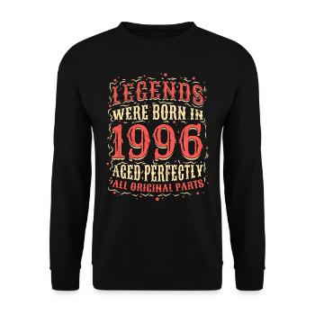 Les légendes sont nées en 1996 Anniversaire - Sweat-shirt Unisexe - noir - Devant - Alina (178cm) & Michal (187cm)