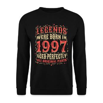 Les légendes sont nées en 1997 Anniversaire - Sweat-shirt Unisexe - noir - Devant - Alina (178cm) & Michal (187cm)