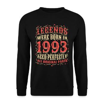 Les légendes sont nées en 1993 anniversaire - Sweat-shirt Unisexe - noir - Devant - Alina (178cm) & Michal (187cm)