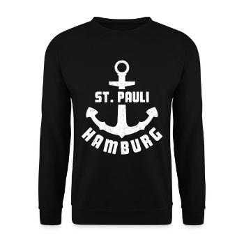Hamburg St. Pauli Anchor Sailor Captain Gift - Unisex Sweatshirt - black - Front - Alina (178cm) & Michal (187cm)