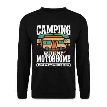 Camper avec mon camping-car est toujours un - Sweat-shirt Unisexe - noir - Devant - Alina (178cm) & Michal (187cm)