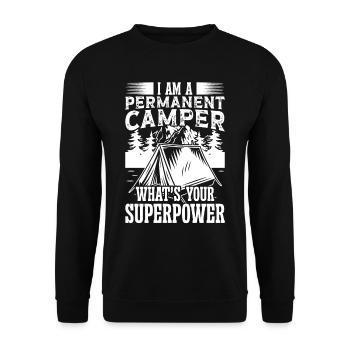 I'm a permanent camper what's your - Unisex Sweatshirt - black - Front - Alina (178cm) & Michal (187cm)