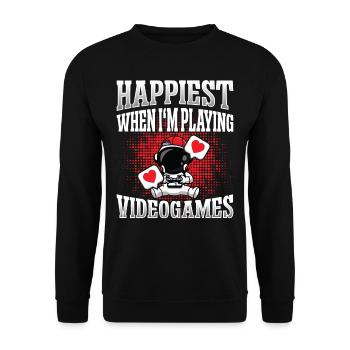 Happiest when i'm Playing Videogames - Unisex Sweatshirt - black - Front - Alina (178cm) & Michal (187cm)