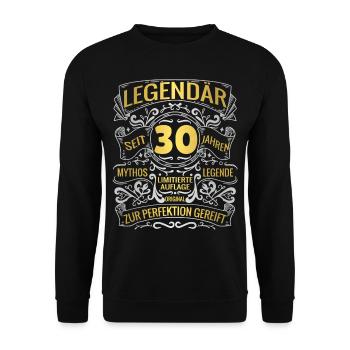 30. Geburtstag Deko Geschenk Frau Mann 30 Jahre - Unisex Pullover - Schwarz - Vorne - Alina (178cm) & Michal (187cm)