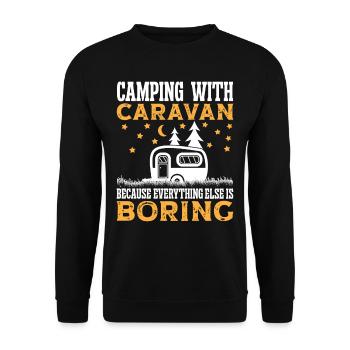 Camping with Caravan because everything - Unisex Pullover - Schwarz - Vorne - Alina (178cm) & Michal (187cm)