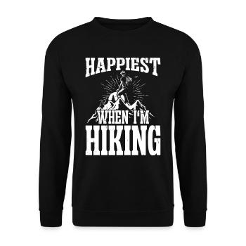 Happiest when i'm Hiking - Unisex Pullover - Schwarz - Vorne - Alina (178cm) & Michal (187cm)