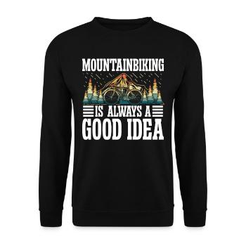 Mountain biking is always a good idea - Unisex Sweatshirt - black - Front - Alina (178cm) & Michal (187cm)