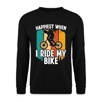Happiest when i ride my Bike - Unisex Pullover - Schwarz - Vorne - Alina (178cm) & Michal (187cm)