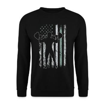 Weightlifting Retro USA Flag Gym 4th of July - Unisex Sweatshirt - black - Front - Alina (178cm) & Michal (187cm)