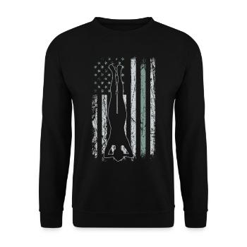 Yoga Retro USA Flag Fitness 4th of July Yoga - Unisex Sweatshirt - black - Front - Alina (178cm) & Michal (187cm)