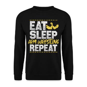 Bras de fer Manger dormir Répéter Musculation Bras de fer - Sweat-shirt Unisexe - noir - Devant - Alina (178cm) & Michal (187cm)