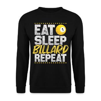 Billard Eat Sleep Repeat Billardkugel Billard - Unisex Pullover - Schwarz - Vorne - Alina (178cm) & Michal (187cm)