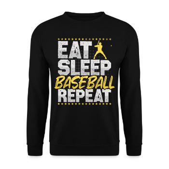 Baseball Eat Sleep Repeat Pitcher Catcher Baseball - Unisex Pullover - Schwarz - Vorne - Alina (178cm) & Michal (187cm)