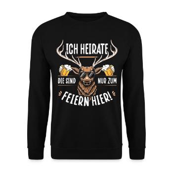 Poltern Bräutigam T-Shirt Polterabend Männer JGA - Unisex Pullover - Schwarz - Vorne - Alina (178cm) & Michal (187cm)
