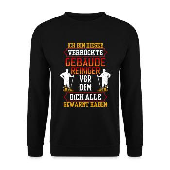 Dieser verrückte Gebäudereiniger Fensterputzer - Unisex Pullover - Schwarz - Vorne - Alina (178cm) & Michal (187cm)