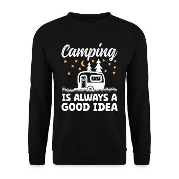 Camping is always a good Idea - Unisex Sweatshirt - black - Front - Alina (178cm) & Michal (187cm)