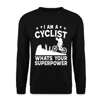 Je suis un cycliste quel est votre superpouvoir - Sweat-shirt Unisexe - noir - Devant - Alina (178cm) & Michal (187cm)