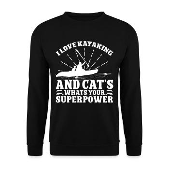 I love Kayaking and Cat's what's your - Unisex Sweatshirt - black - Front - Alina (178cm) & Michal (187cm)