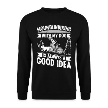 Mountainbiking with Dog is always a good - Unisex Pullover - Schwarz - Vorne - Alina (178cm) & Michal (187cm)