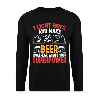 I light Fire and make Beer disappear - Unisex Sweatshirt - black - Front - Alina (178cm) & Michal (187cm)