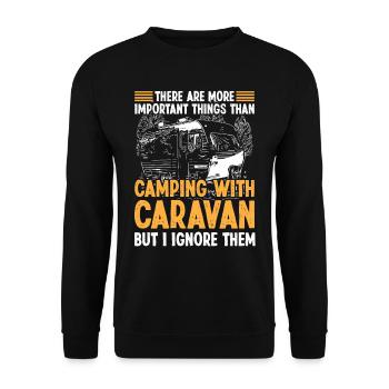 Important Outdoor Camping Design - Unisex Pullover - Schwarz - Vorne - Alina (178cm) & Michal (187cm)