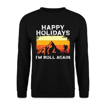 Happy Holidays and Hiking in the - Unisex Pullover - Schwarz - Vorne - Alina (178cm) & Michal (187cm)