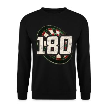 Retro Dartscheibe Dartboard 180 für Dartspieler - Unisex Pullover - Schwarz - Vorne - Alina (178cm) & Michal (187cm)