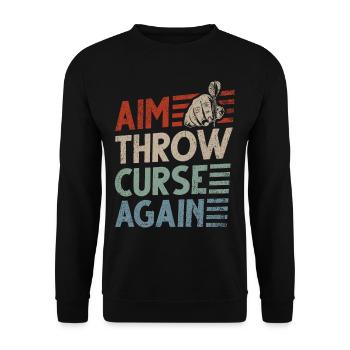 Retro Dartscheibe Dartboard 180 für Dartspieler - Unisex Pullover - Schwarz - Vorne - Alina (178cm) & Michal (187cm)