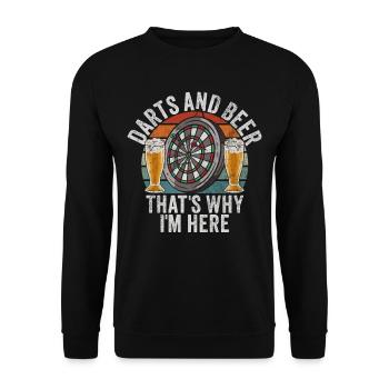 Retro Dartscheibe Dartboard 180 für Dartspieler - Unisex Pullover - Schwarz - Vorne - Alina (178cm) & Michal (187cm)