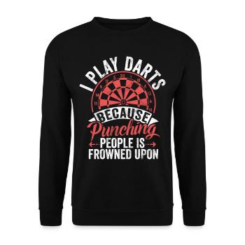 Retro Dartscheibe Dartboard 180 für Dartspieler - Unisex Pullover - Schwarz - Vorne - Alina (178cm) & Michal (187cm)