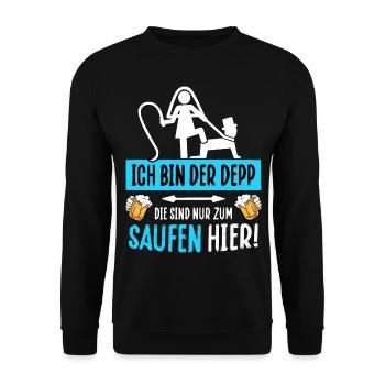 JGA Bräutigam T-Shirt Junggesellenabschied Poltern - Unisex Pullover - Schwarz - Vorne - Alina (178cm) & Michal (187cm)