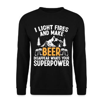 I light Fires and make Beer disappear - Unisex Sweatshirt - black - Front - Alina (178cm) & Michal (187cm)
