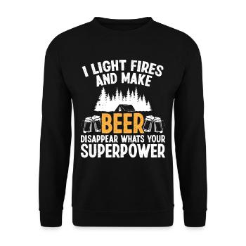 I light Fires and make Beer disappear - Unisex Sweatshirt - black - Front - Alina (178cm) & Michal (187cm)