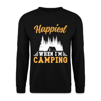 Happiest when i'm camping - Unisex Pullover - Schwarz - Vorne - Alina (178cm) & Michal (187cm)