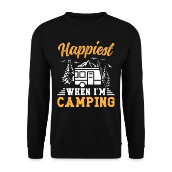 Le plus heureux quand je suis en camping - Sweat-shirt Unisexe - noir - Devant - Alina (178cm) & Michal (187cm)