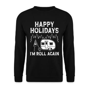 Holidays i'm roll again - Unisex Pullover - Schwarz - Vorne - Alina (178cm) & Michal (187cm)