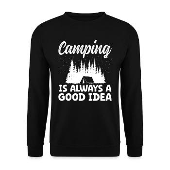 Camping is always a good Idea - Unisex Sweatshirt - black - Front - Alina (178cm) & Michal (187cm)