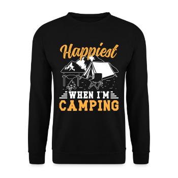 Happiest when i'm Camping - Unisex Pullover - Schwarz - Vorne - Alina (178cm) & Michal (187cm)