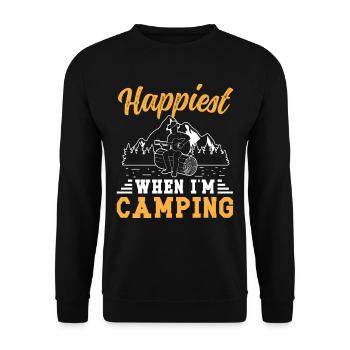 Happiest when i'm Camping - Unisex Pullover - Schwarz - Vorne - Alina (178cm) & Michal (187cm)