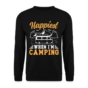 Le plus heureux quand je suis en camping - Sweat-shirt Unisexe - noir - Devant - Alina (178cm) & Michal (187cm)